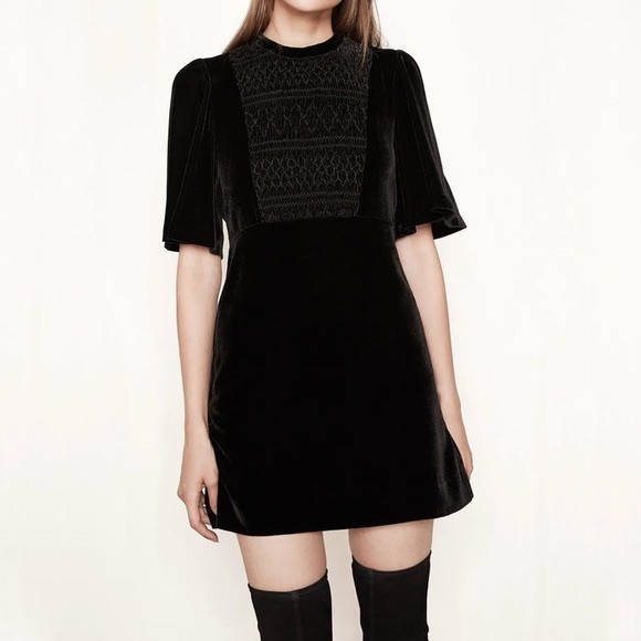 Maje | Dresses | Maje Velvet Pattern Shrt Sleeve Dress Size 1 - Picture 1 of 13